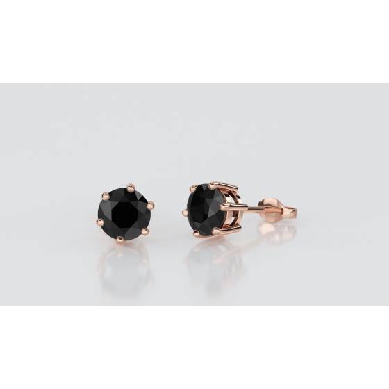 Round Black Diamond Earrings