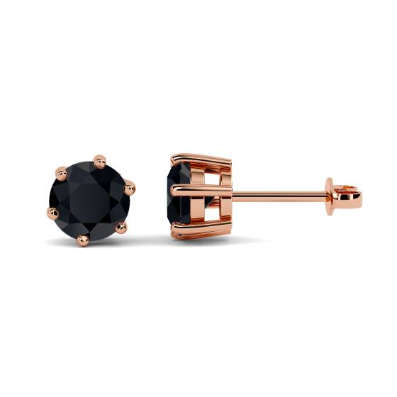 Round Black Diamond Earrings