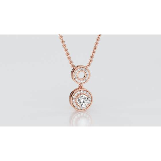 Round Diamond Single Halo Pendant