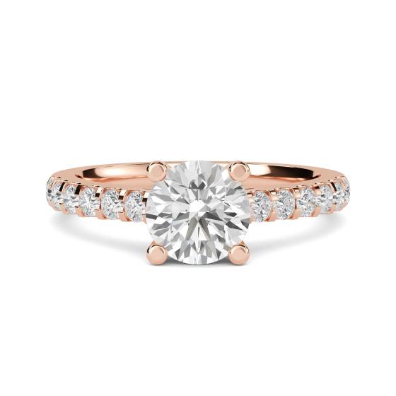 Round Shoulder Set Diamond Engagement Ring