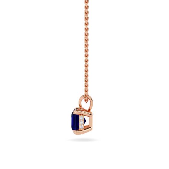 Asscher Blue Sapphire Diamond Pendant