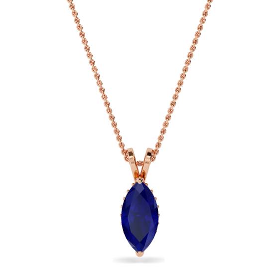 Marquise Blue Sapphire Diamond Pendant