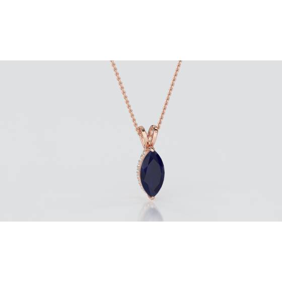 Marquise Blue Sapphire Diamond Pendant