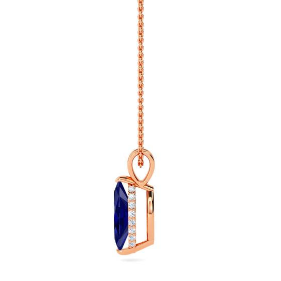 Marquise Blue Sapphire Diamond Pendant