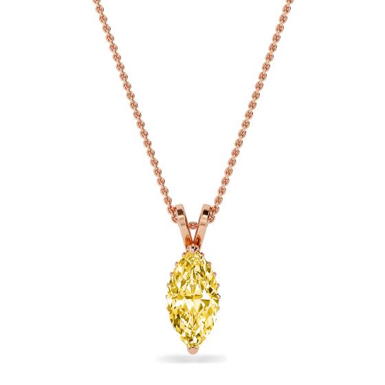 Marquise Yellow Diamond Solitaire Pendant