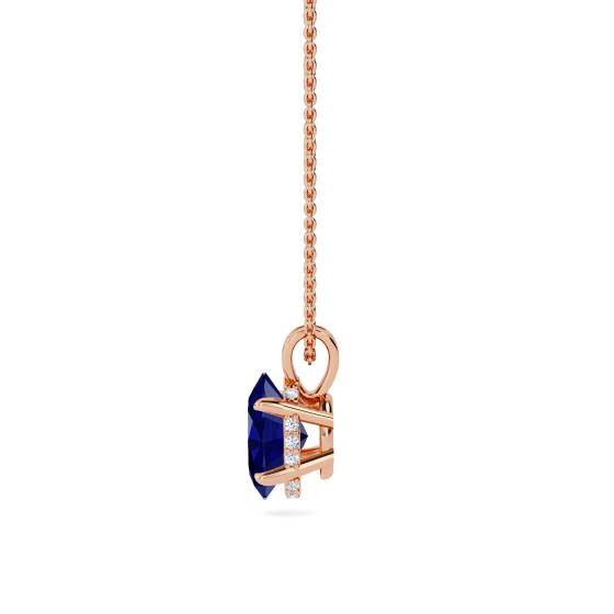 Oval Blue Sapphire Diamond Pendant