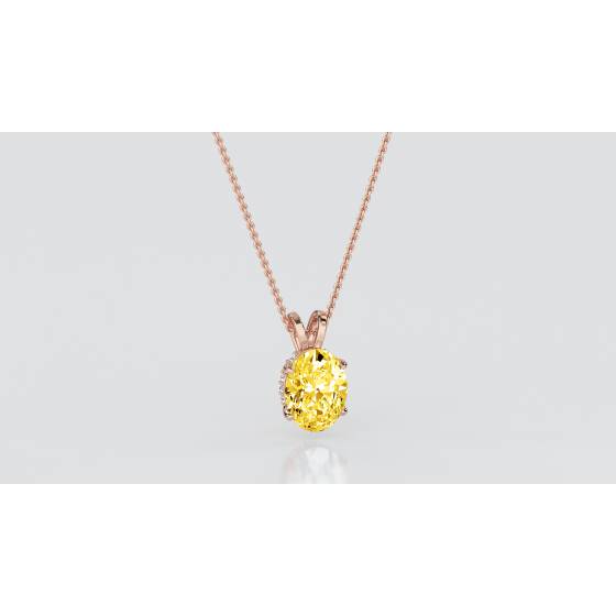 Oval Yellow Diamond Solitaire Pendant