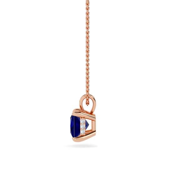 Princess Blue Sapphire Diamond Pendant