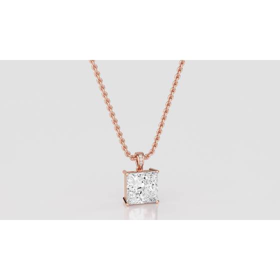 Modern Emerald and Round Diamond Pendant