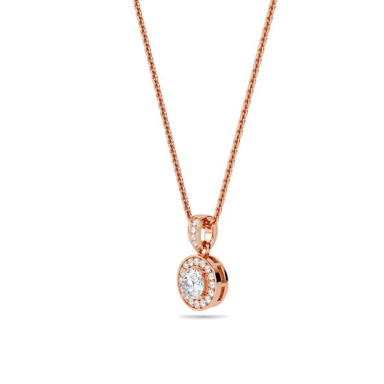Round Diamond Single Halo Pendant