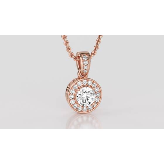 Round Diamond Single Halo Pendant