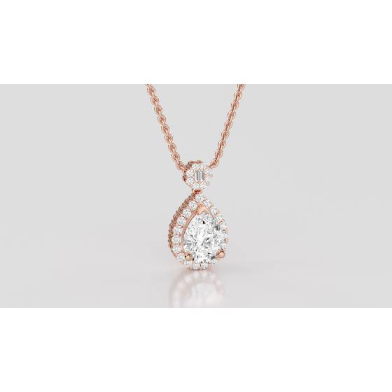 Pear Diamond Single Halo Pendant