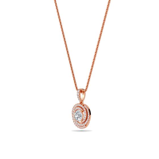 Stylish Round Diamond Double Halo Pendant