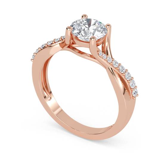 Round Shoulder Set Diamond Engagement Ring
