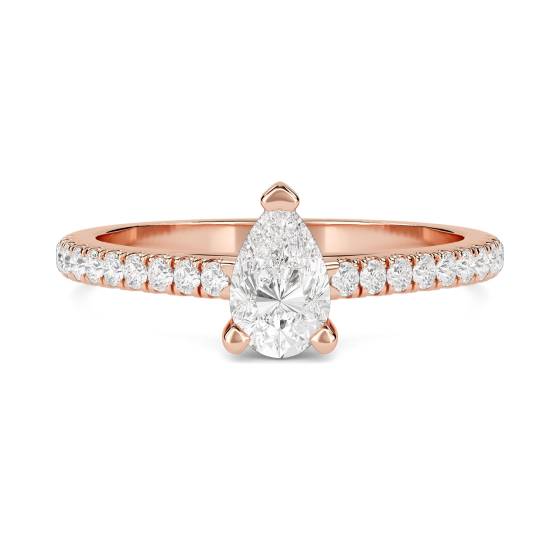 Pear Diamond Shoulder Set Ring