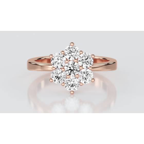 Elegant Round Diamond Flower Cluster Ring