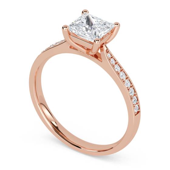 Princess Diamond Shoulder Set Ring