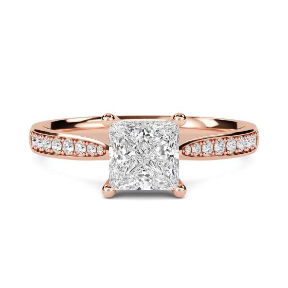 Princess Diamond Shoulder Set Ring
