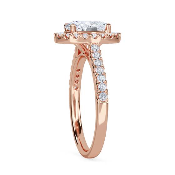 Oval Diamond Single Halo Shoulder Set Ring
