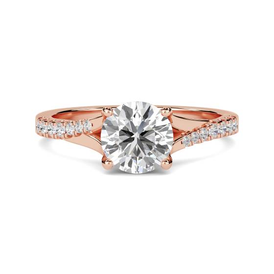 Stylish Round Shoulder Set Diamond Engagement Ring