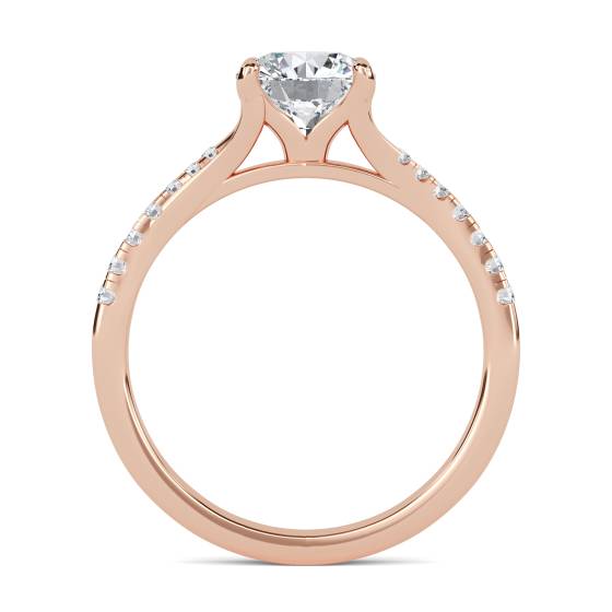 Stylish Round Shoulder Set Diamond Engagement Ring