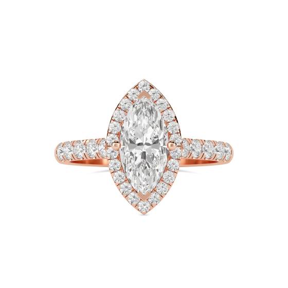 Marquise Diamond Single Halo Shoulder Set Ring