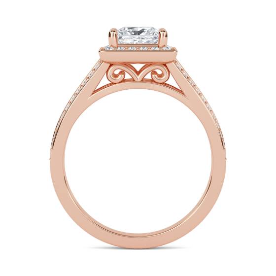 Princess Diamond Single Halo Shoulder Set Ring
