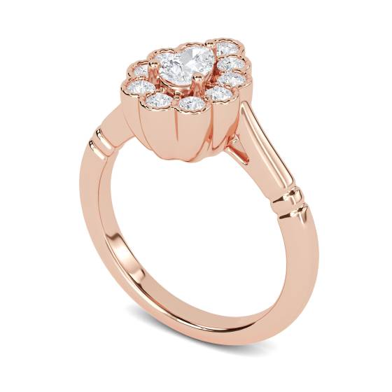 Pear Diamond Milgrain Bezel Set Designer Ring