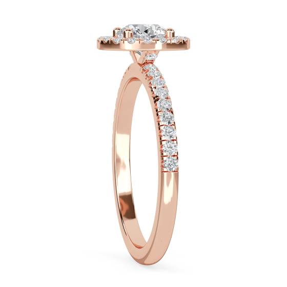 Round Diamond Single Halo Shoulder Set Ring