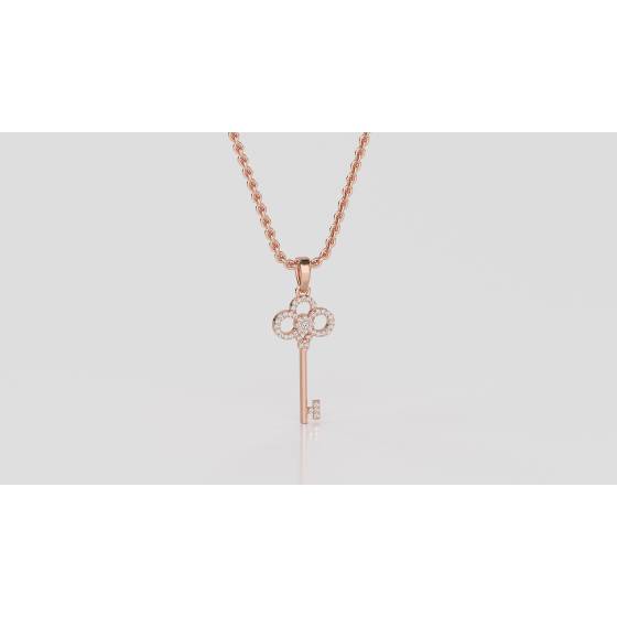 Pave Set Key Diamond Pendant