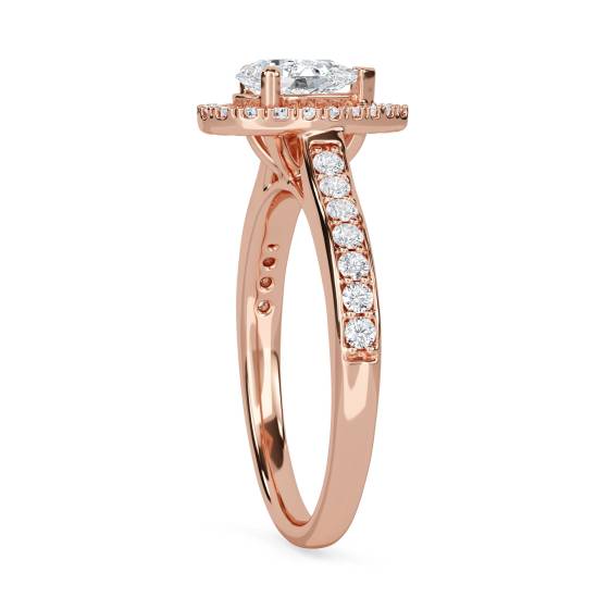 Pear Diamond Single Halo Shoulder Set Ring