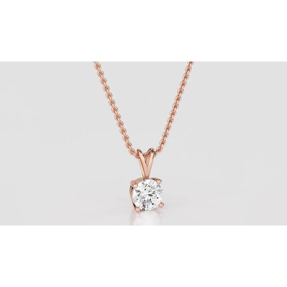 Classic 4 Claw Round Diamond Pendant