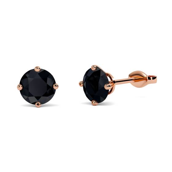 Round Black Diamond Earrings