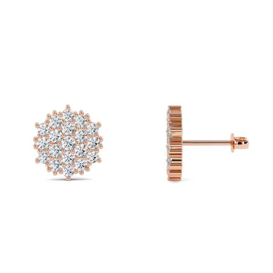 Round Diamond Cluster Earrings
