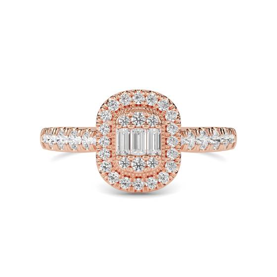 Baguette and Round Diamond Cluster Ring
