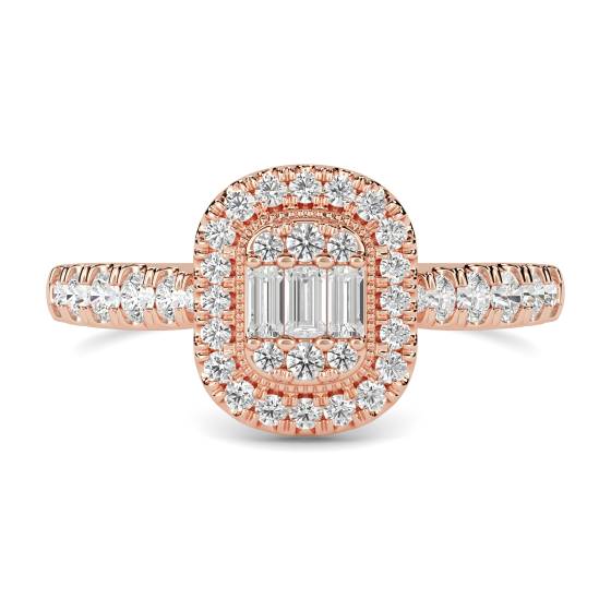 Baguette and Round Diamond Cluster Ring