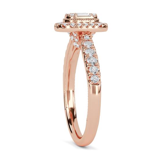 Baguette and Round Diamond Cluster Ring