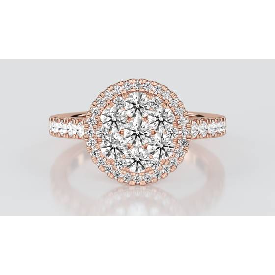 1.00ct Elegant Round Diamond Cluster Ring