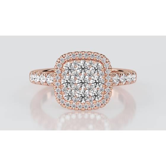 1.00ct Elegant Round Diamond Cluster Ring