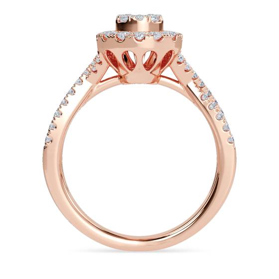 Single Halo Round Diamond Cluster Shoulder Set Ring