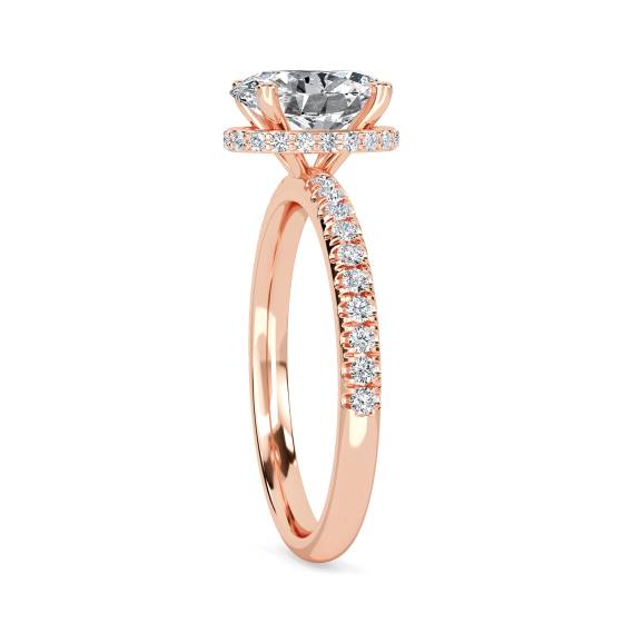 Oval Diamond Hidden Halo Shoulder Set Ring