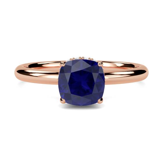 Cushion Blue Sapphire Gemstone Halo Ring