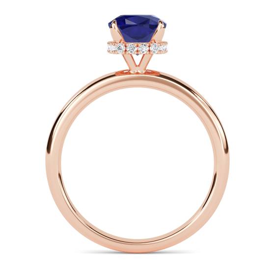 Cushion Blue Sapphire Gemstone Halo Ring