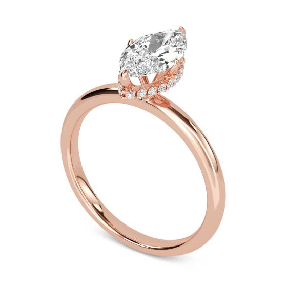 Marquise Diamond High Set Hidden Halo Ring