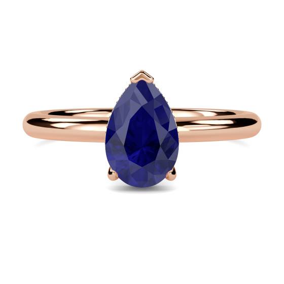 Pear Blue Sapphire Gemstone Halo Ring