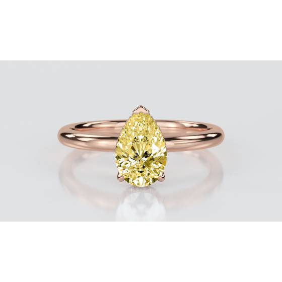 Pear Yellow Diamond Halo Ring