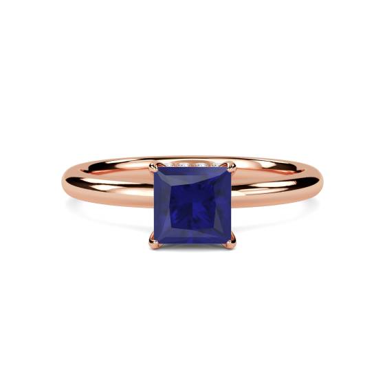Princess Blue Sapphire Gemstone Halo Ring