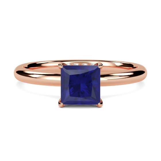 Princess Blue Sapphire Gemstone Halo Ring