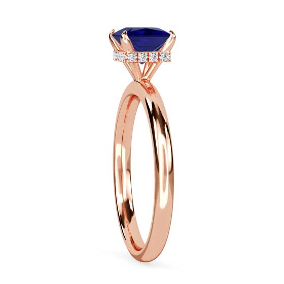 Princess Blue Sapphire Gemstone Halo Ring