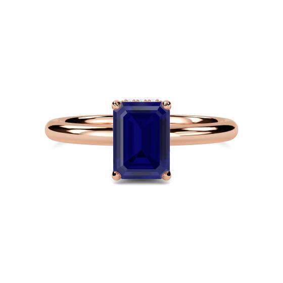 Radiant Blue Sapphire Gemstone Halo Ring